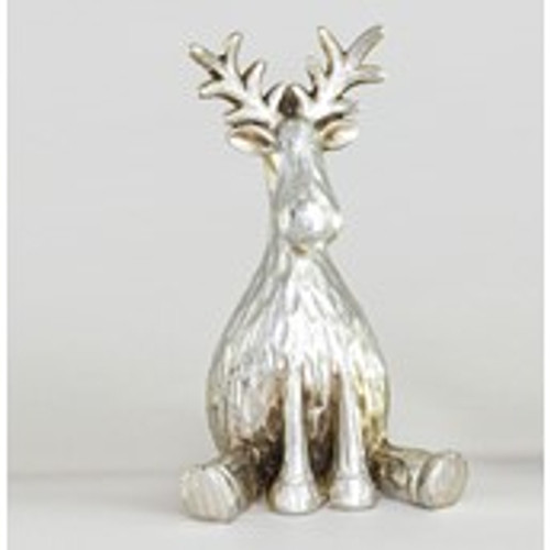 30cm Resin Moose Ornament Silver