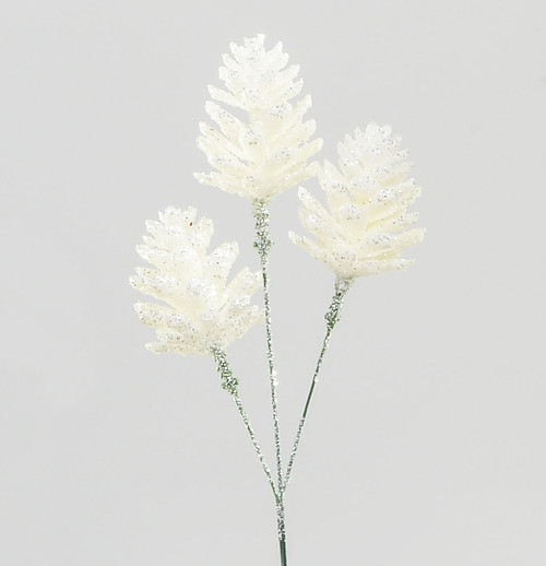 25cm Glitter Cone Pick x3 White