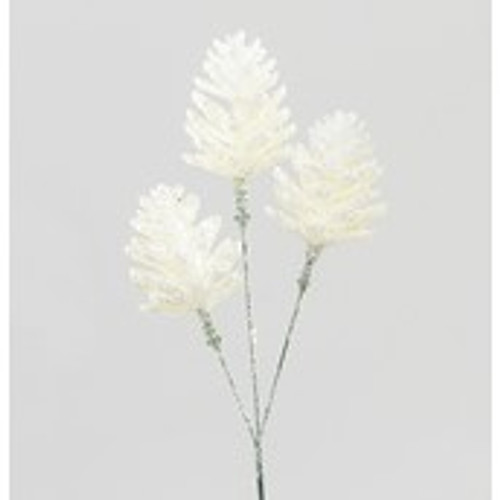 25cm Glitter Cone Pick x3 White