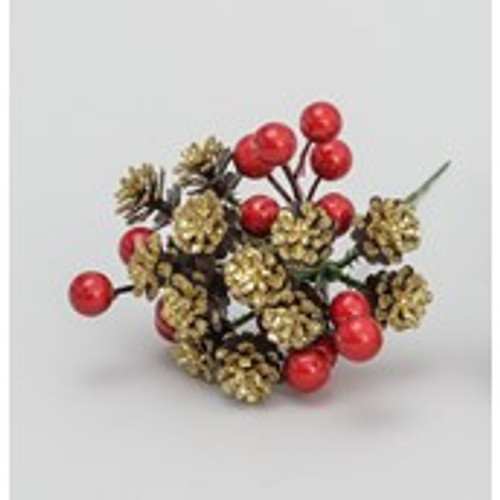 20cm Berry/Glitter Cone Pick Red