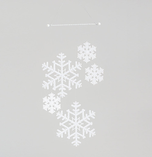70cm Hanging Snowflake x5 White