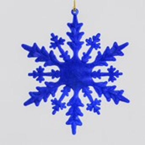 15cm Flock Snowflake Dec Blue