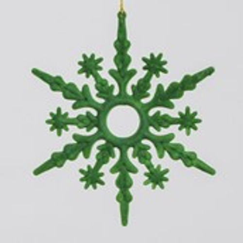 20cm Flock Snowflake Dec Green