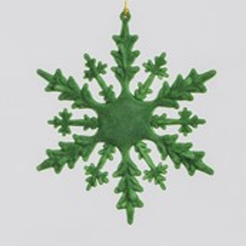 15cm Flock Snowflake Dec Green
