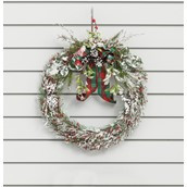 50cm Frosted Cone/Ribbon Wreath