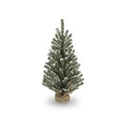 24" Flock Pine Table Christmas Tree with Burlap Base