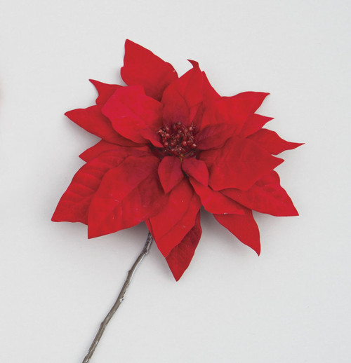 40cm Velvet Poinsettia Red