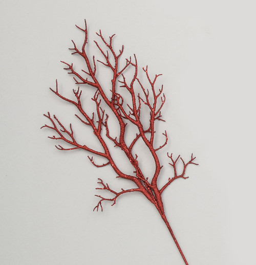 76cm Glitter Twig Spray Red