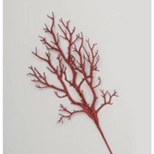 76cm Glitter Twig Spray Red