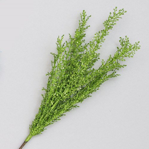 60cm Glitter Mini Leaf Bush Green