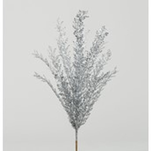 60cm Glitter Mini Leaf Bush Silver