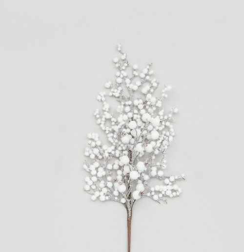 66cm Flocked Berry Spray White