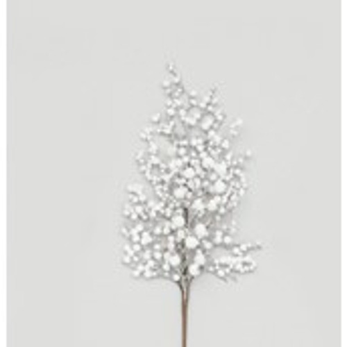 66cm Flocked Berry Spray White