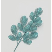 64cm Glitter Peacock Spray Aqua