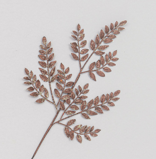 66cm Glitter Mini Leaf Spray Brown
