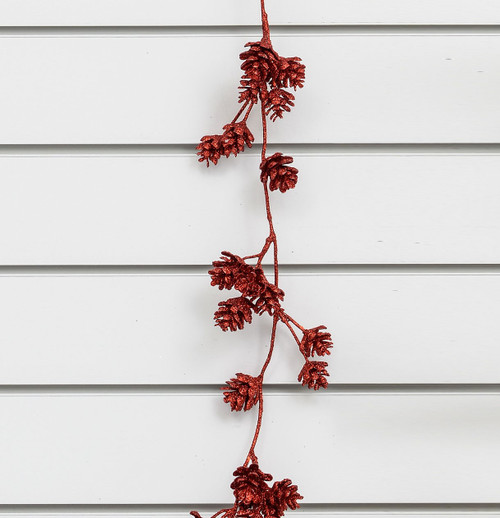 120cm Glitter Cone Garland Red