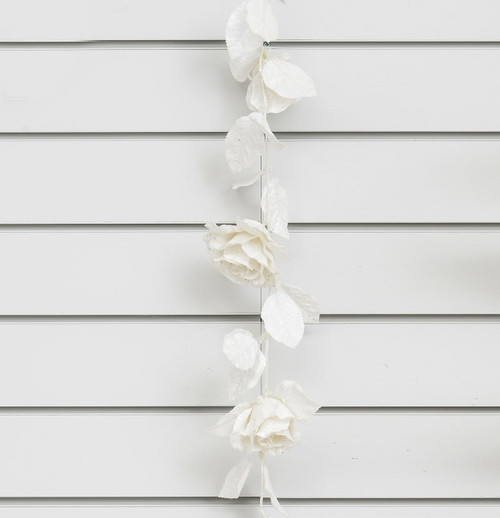 120cm Glitter Rose Garland White