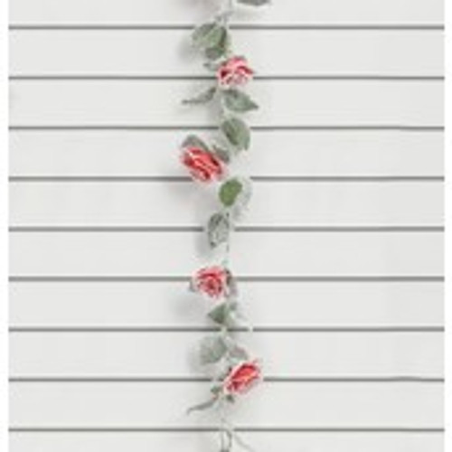120cm Frosted Rose Garland Red