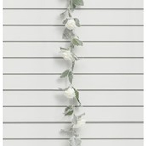 120cm Frosted Rose Garland Cream