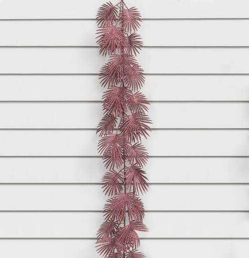 6ft Glitter Fern Garland Burgundy