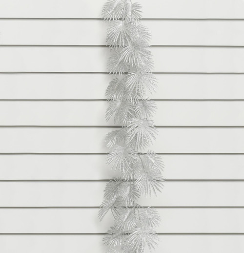 6ft Glitter Fern Garland Silver