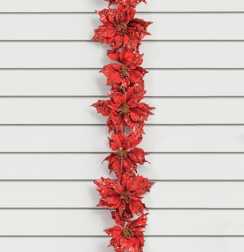 183cm Poinsettia Garland Red