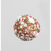 90mm Ball Decoration w/Snow Red/Gr