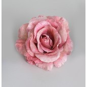 13cm Glitter Rose w/Clip Pink