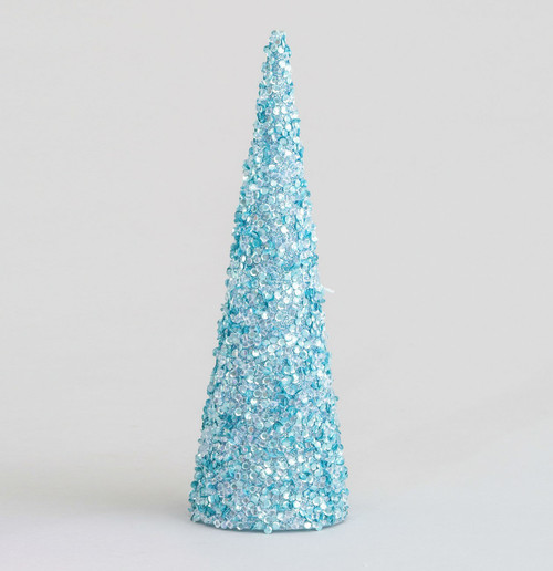 25cm Glitter/Sequin Cone Aqua