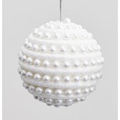 9cm Ball Decoration w/Bead White