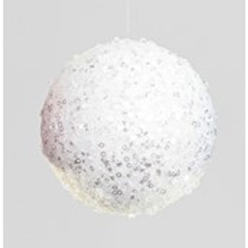 90mm Sequin Hanging Ball White