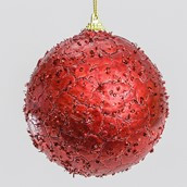 10cm Crackle Ball Decoration Red