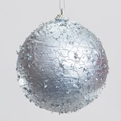 10cm Crackle Ball Decoration Silve
