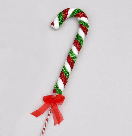 84cm Candy Cane w/Stem Green