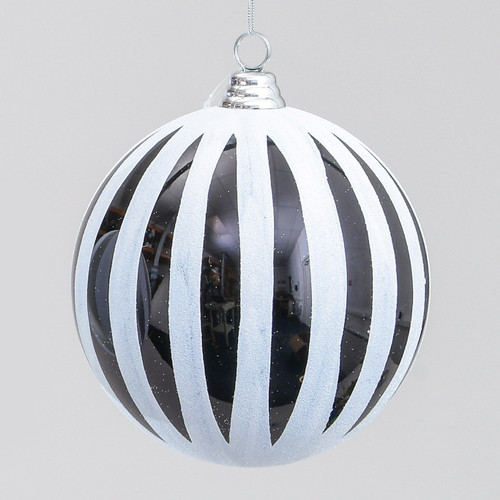 20cm Stripe Ball Dec Blk/White