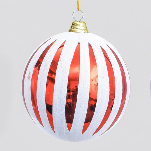10cm Stripe Ball Dec Red/White