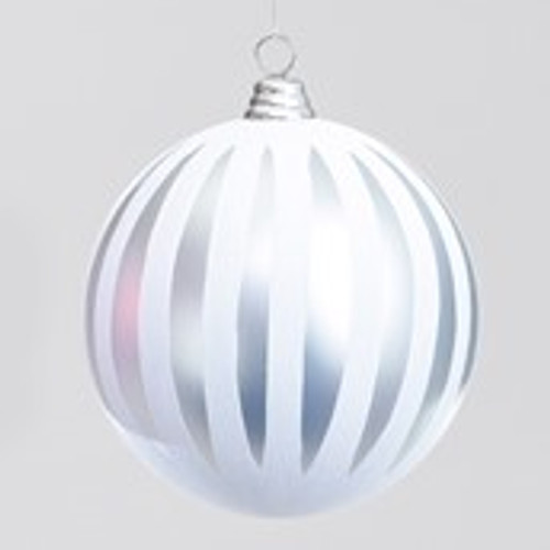 30cm Stripe Ball Dec Silver/White