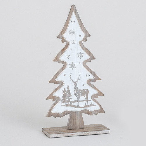41cm Wood Reindeer/Tree Orn.