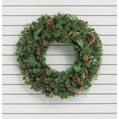 36" Cone/Rattan Ball Wreath