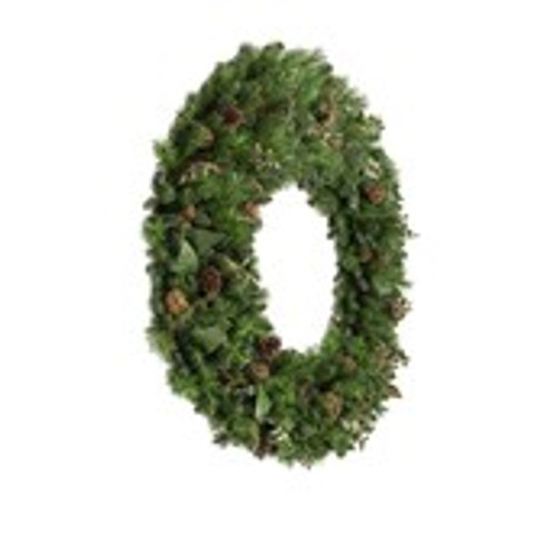60" Cone/Rattan Ball Wreath