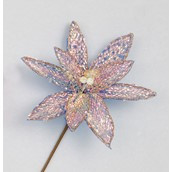 48cm Sequin Leaf Poinsettia Irid.