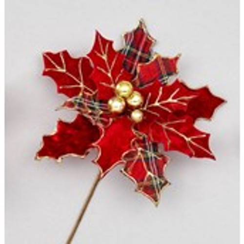 54cm Tartan Holly Poinsettia