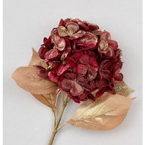 64cm Glitter Hydrangea Spray Burg