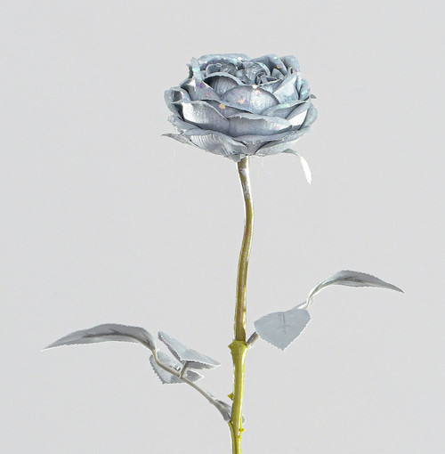 59 Sequin Rose Spray Silver