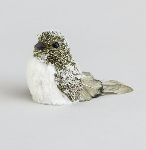 12cm Fabric Bird w/Birch/Clip