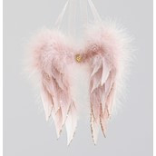20cm Fabric Angel Wings Dec. Pink