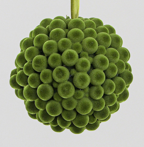 10cm Fabric Cluster Ball Dec Green