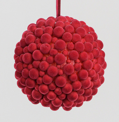 10cm Fabric Cluster Ball Dec Burg.