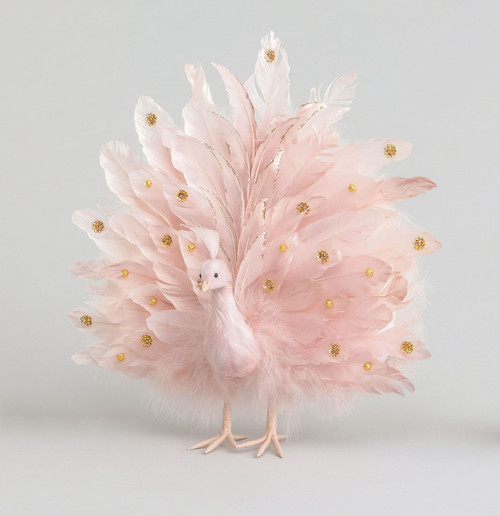 42cm Fabric Standing Peacock Pink