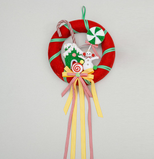95cm Fabric Candy Wreath/Ribbon